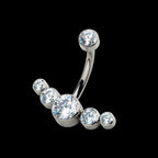 Internally Threaded with 5 Bezel Set CZ/Synthetic Opal Cluster Fixed Navel Earring / Nosering – Titanium