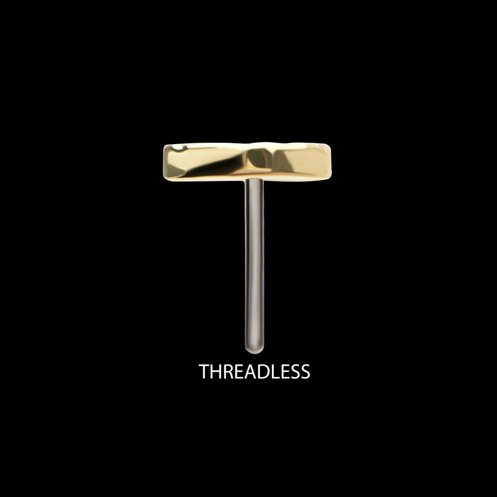 14Kt Yellow Gold Threadless Hammered Heart Top