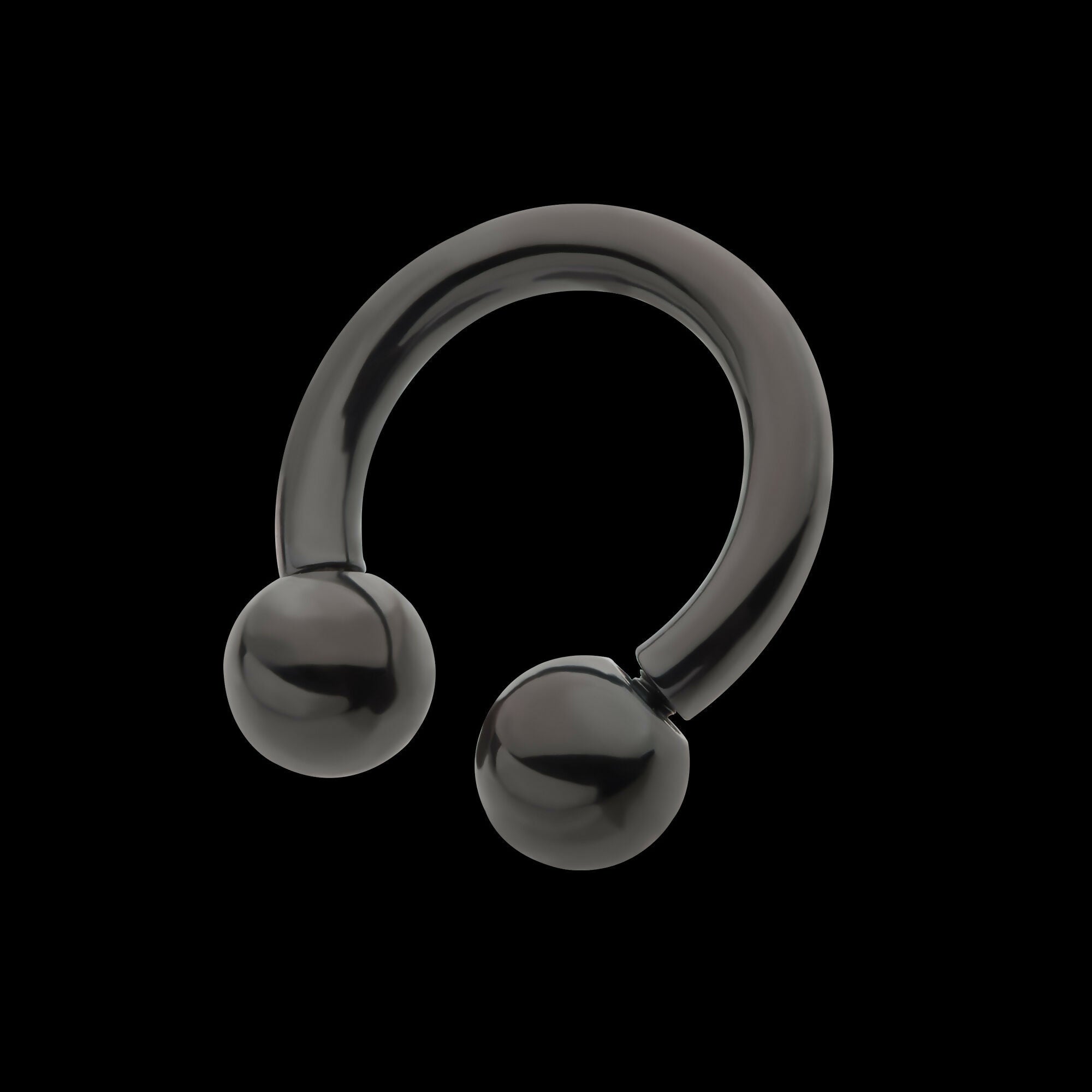 Black PVD Titanium Internally Threaded Circular Barbells Earring / Nosering
