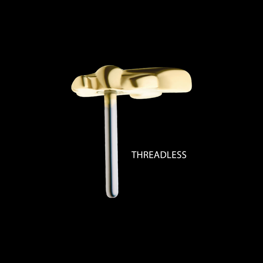 14Kt Gold Threadless with Fleur de Lis Top