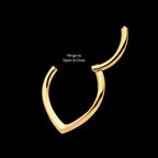 24Kt Gold PVD Titanium Teardrop Hinged Segment Clicker Hoop Earring / Nosering