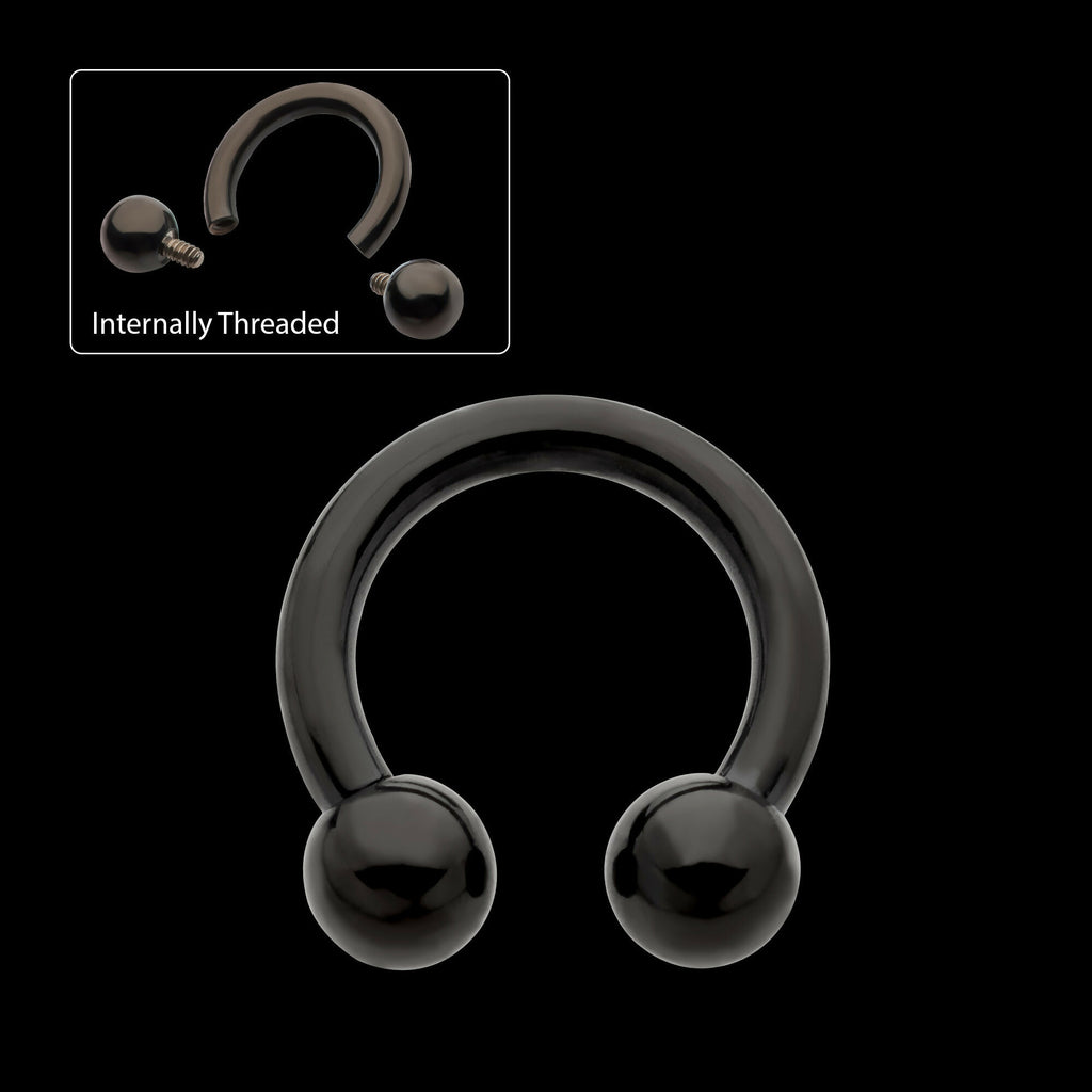 Black PVD Titanium Internally Threaded Circular Barbells Earring / Nosering