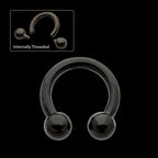 Black PVD Titanium Internally Threaded Circular Barbells Earring / Nosering