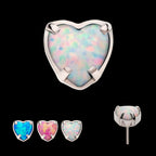 Titanium Threadless with Prong Set Opal Heart Top