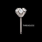 Titanium Threadless with Prong Set CZ Star Shape Top