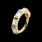 Baguette Clear CZ Side Facing Hinged Segment Clicker Hoop Earring / Nosering – 14Kt Yellow Gold