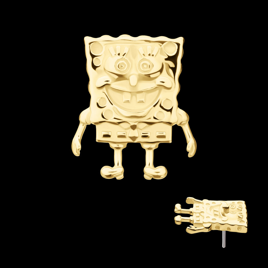 Nickelodeon SpongeBob SquarePants Flatback Stud Earring / Nosering - 14Kt Yellow Gold
