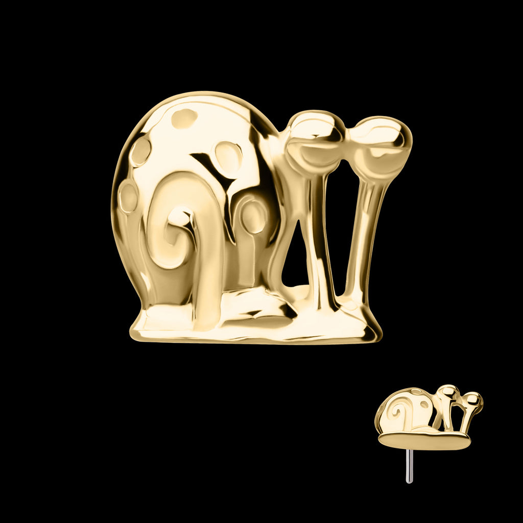 Nickelodeon Gary the Snail Flatback Stud Earring / Nosering - 14Kt Yellow Gold