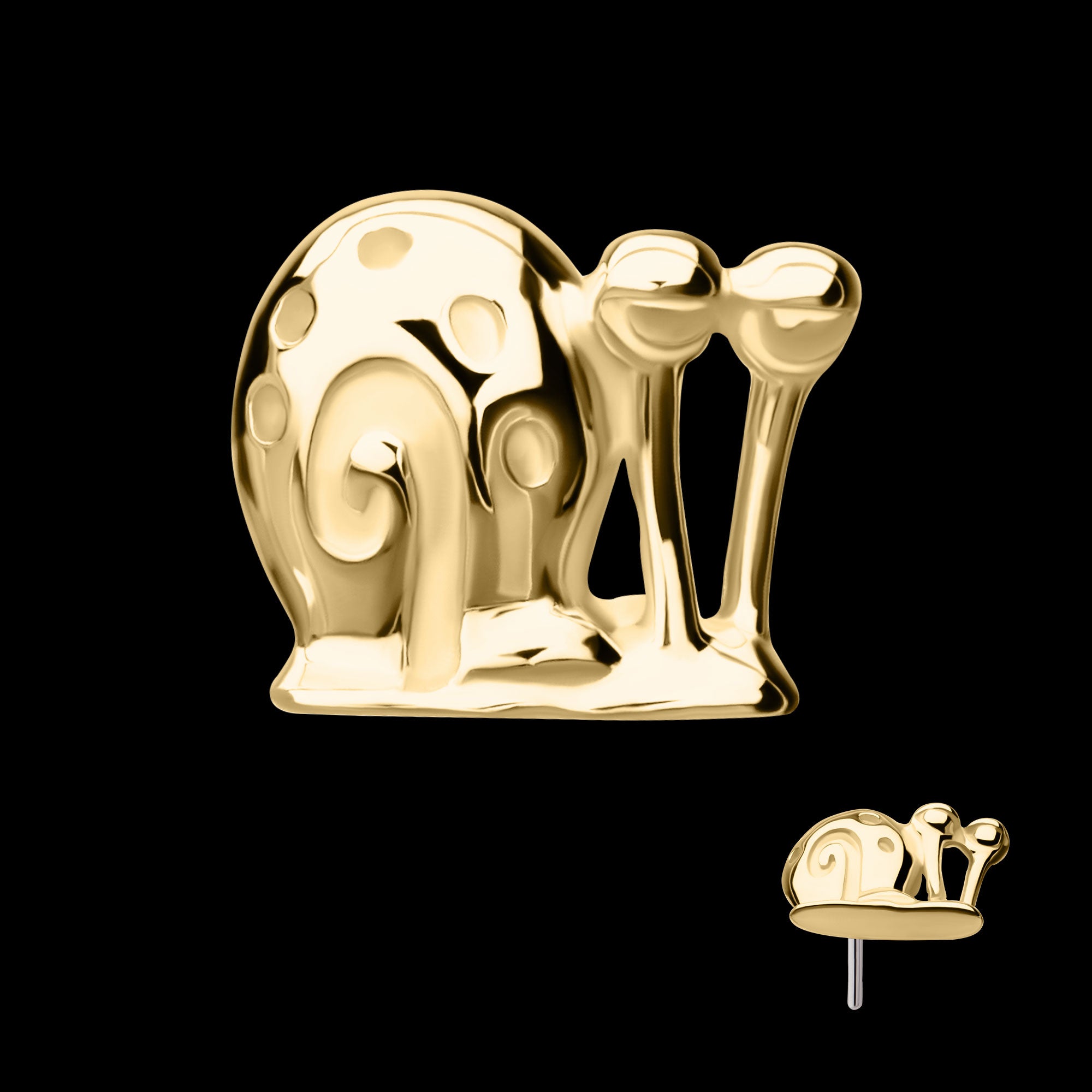 Nickelodeon Gary the Snail Flatback Stud Earring / Nosering - 14Kt Yellow Gold