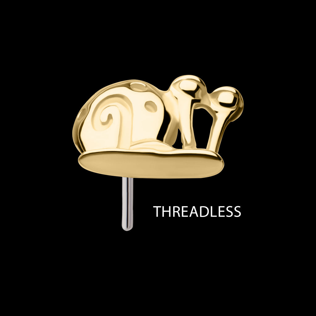 Nickelodeon Gary the Snail Flatback Stud Earring / Nosering - 14Kt Yellow Gold