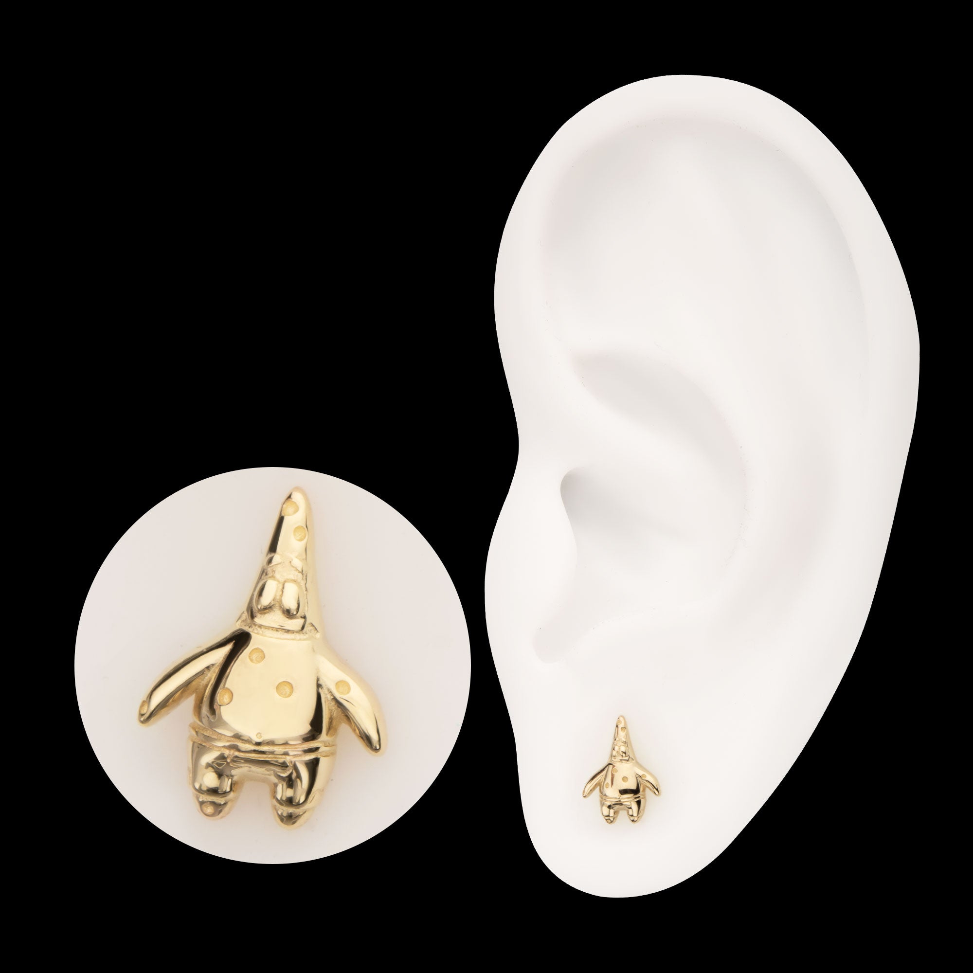 Nickelodeon Patrick Star Flatback Stud Earring / Nosering - 14Kt Yellow Gold