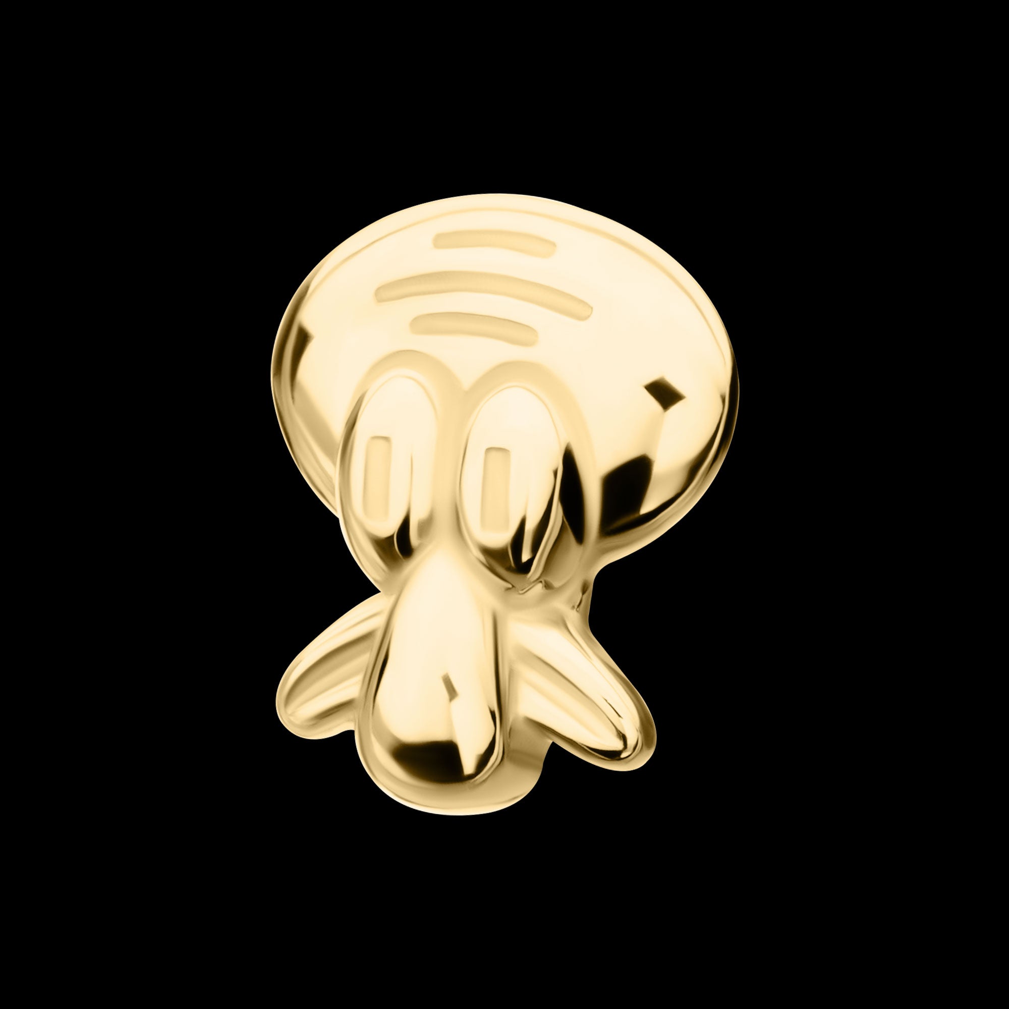 Nickelodeon Squidward Tentacles Flatback Stud Earring / Nosering - 14Kt Yellow Gold