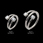 Double Ended Twist Side Facing Hinged Segment Clicker with Round CZ Hoop Earring / Nosering – Titanium