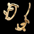 Curvy Leaf Design Side Facing Hinged Segment Clicker Hoop Earring / Nosering – 14Kt Yellow Gold