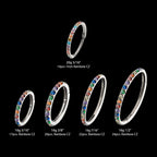 1mm CNC Set Rainbow Eternity CZ Titanium Side Facing Hinged Segment Clicker Hoop Earring / Nosering
