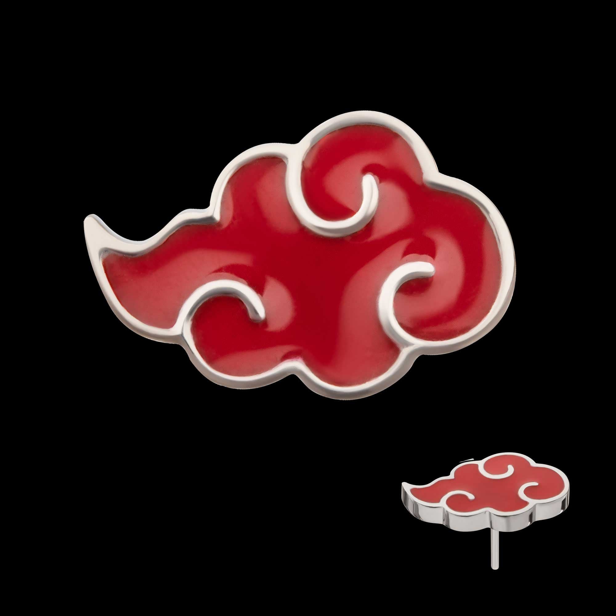 Enamel Naruto Shippuden Akatsuki Cloud Symbol Flatback Stud Earring / Nosering - Titanium