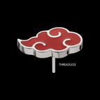 Enamel Naruto Shippuden Akatsuki Cloud Symbol Flatback Stud Earring / Nosering - Titanium