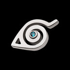 Naruto Shippuden Hidden Leaf Village Logo Bezel Set Aqua Gem Flatback Stud Earring / Nosering - Aqua Gem in Titanium