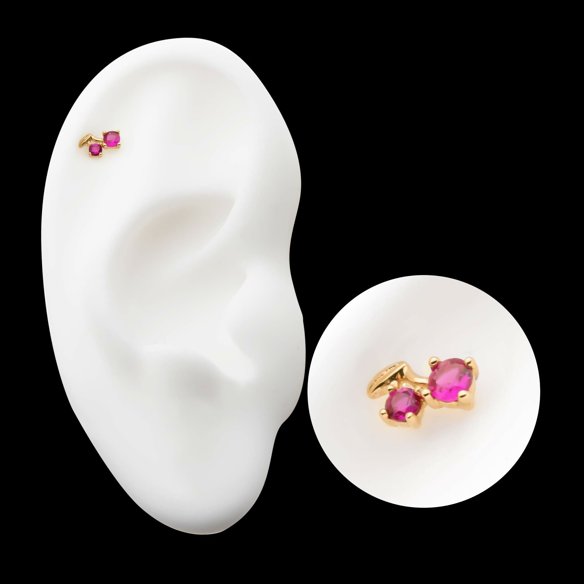 14Kt Yellow Gold Threadless with Prong Set Round CZ Cherry Top