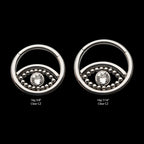 18-Beaded Bezel Set Clear CZ Evil Eye Front Facing Hinged Segment Clicker Hoop Earring / Nosering – Titanium