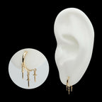 Triple Dagger Dangle Charm Hinged Segment Clicker Hoop Earring / Nosering – 14Kt Yellow Gold