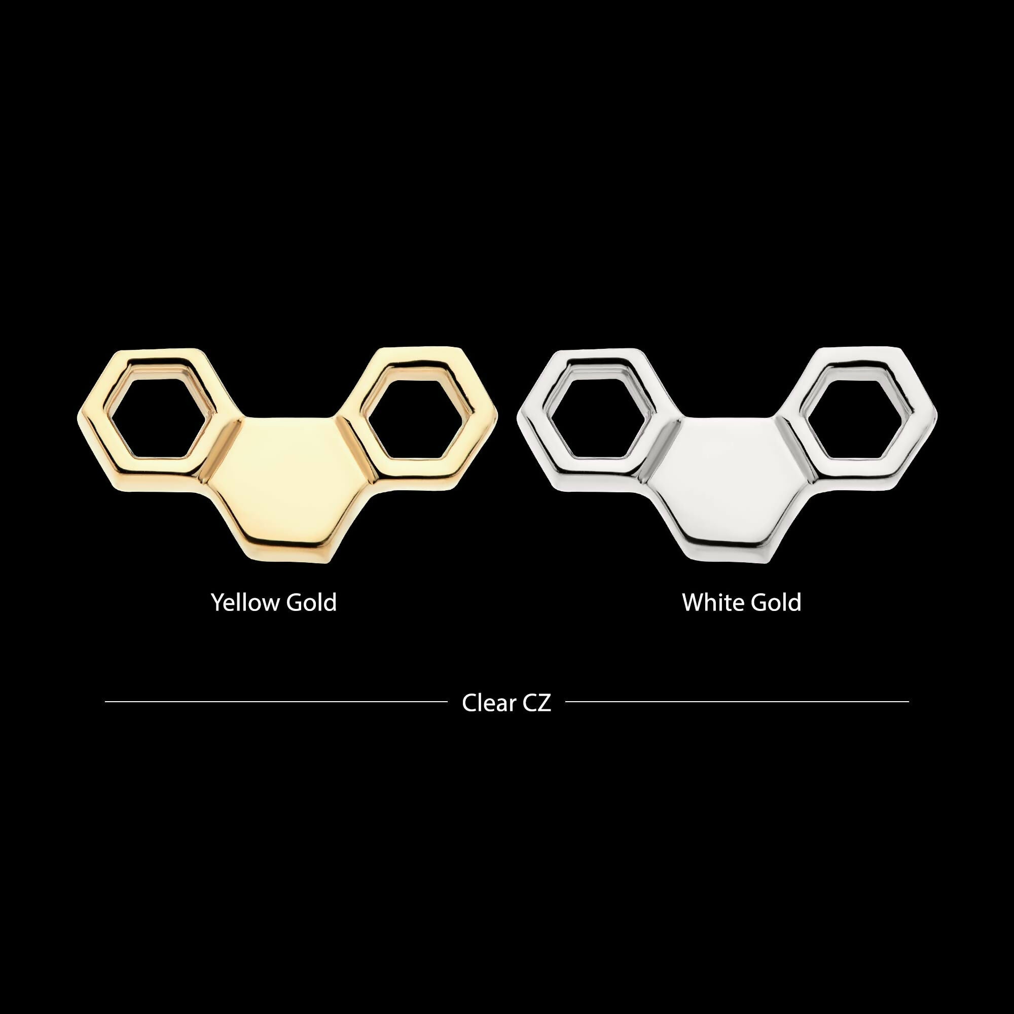 14Kt Gold Threadless Honeycomb Top