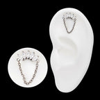 Titanium Threadless 5-Cluster Marquise AAA CZ Top with Dangle Chain