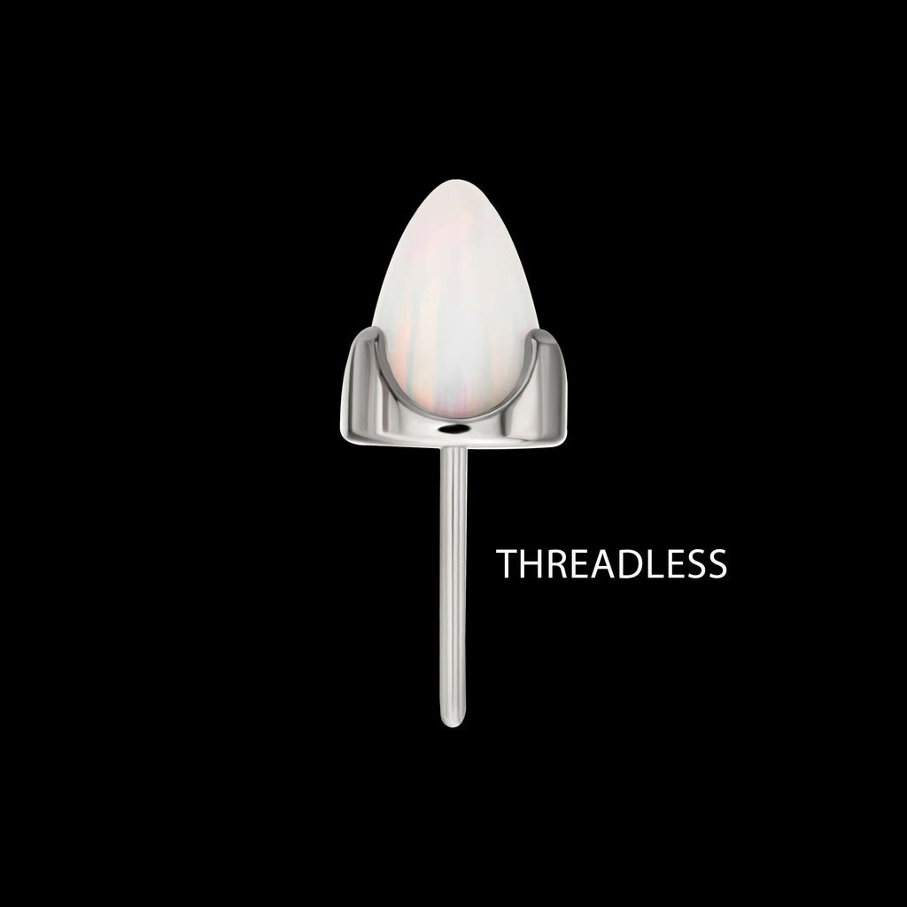 Titanium Threadless Stone Bullet Top with 4-Claw Prongs