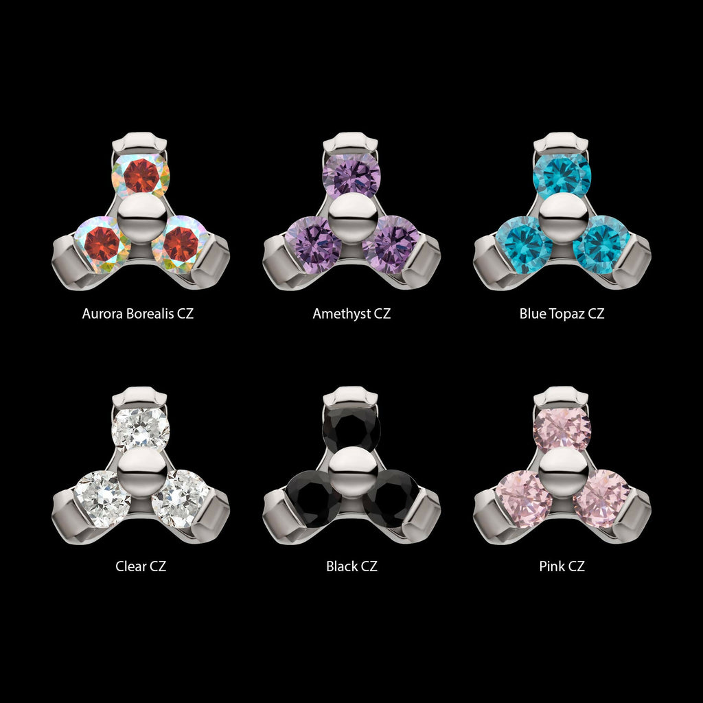 Titanium Threadless Petite Trinity Top with 1.2mm Prong Set Gem