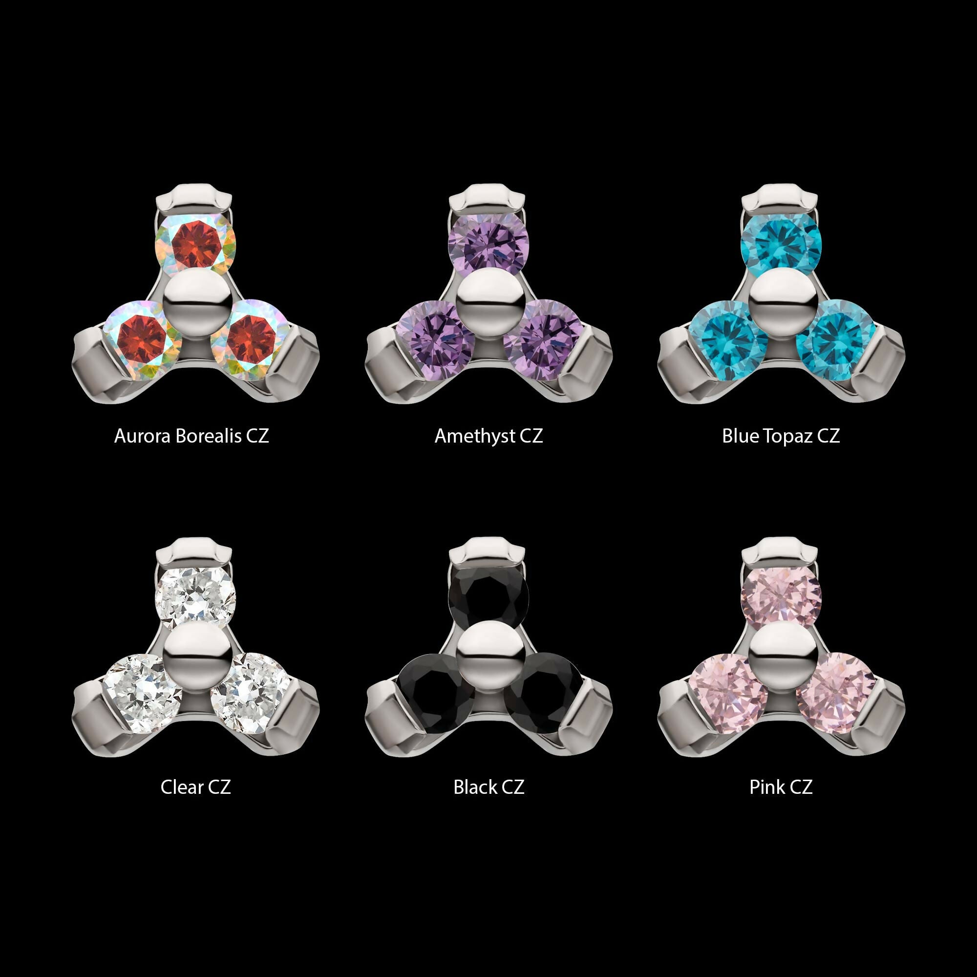 Titanium Threadless Petite Trinity Top with 1.2mm Prong Set Gem