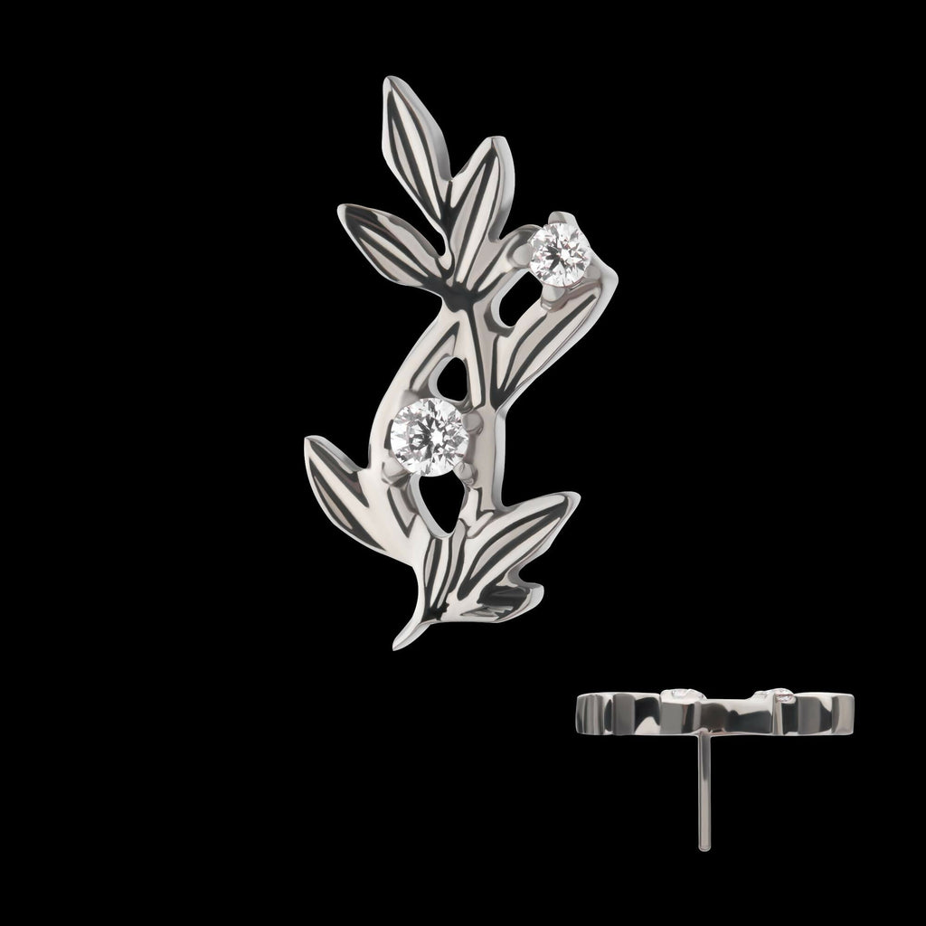 Titanium Threadless Prong Set Gem Vine Top