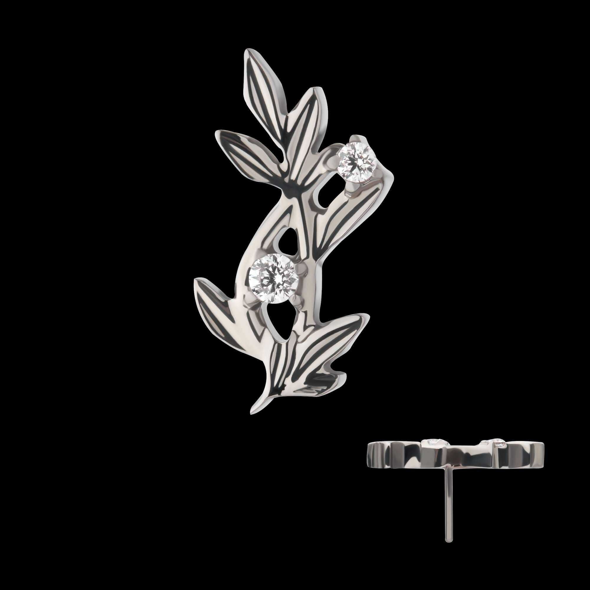 Titanium Threadless Prong Set Gem Vine Top