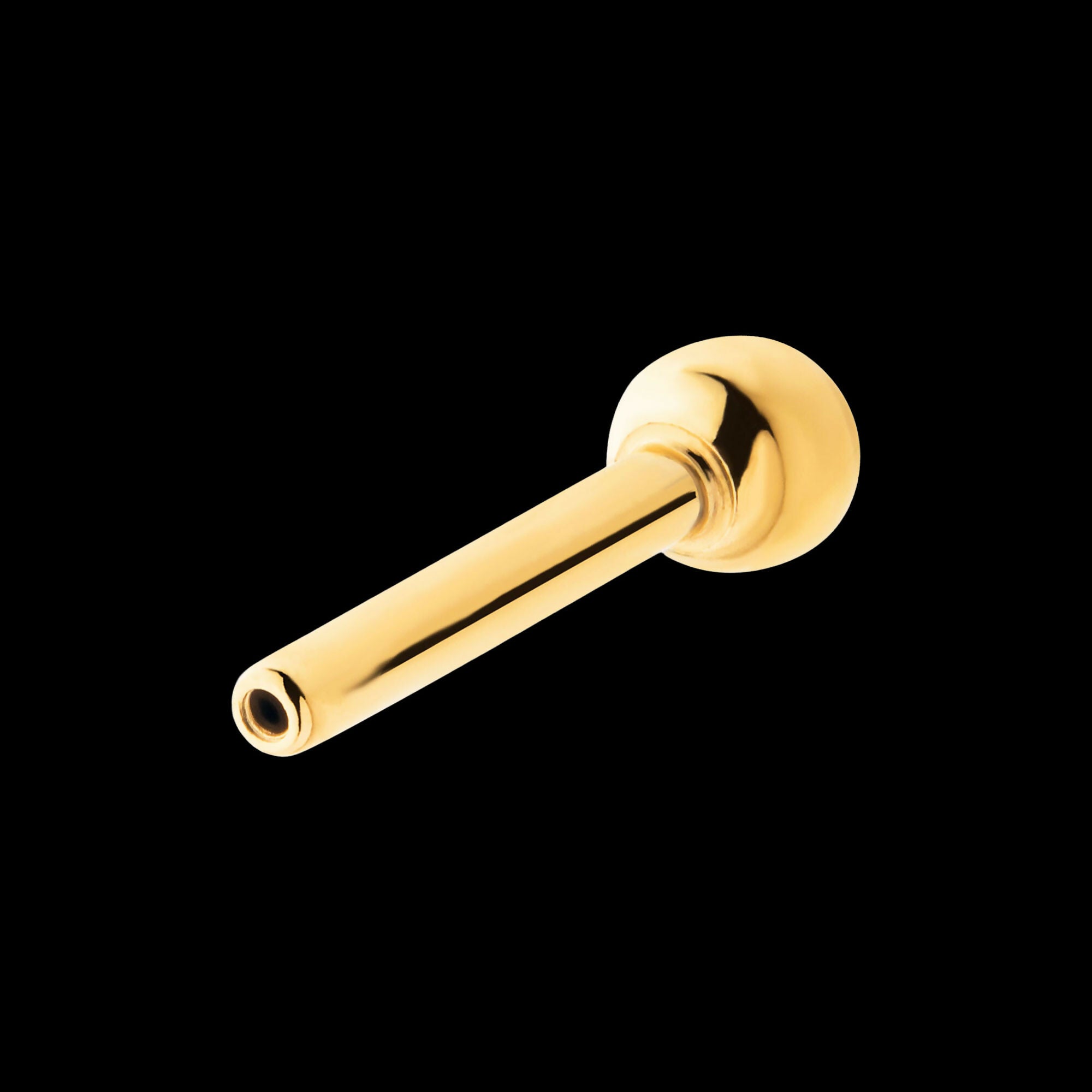 24KT Gold PVD Titanium Threadless Barbell with Single Attached Ball