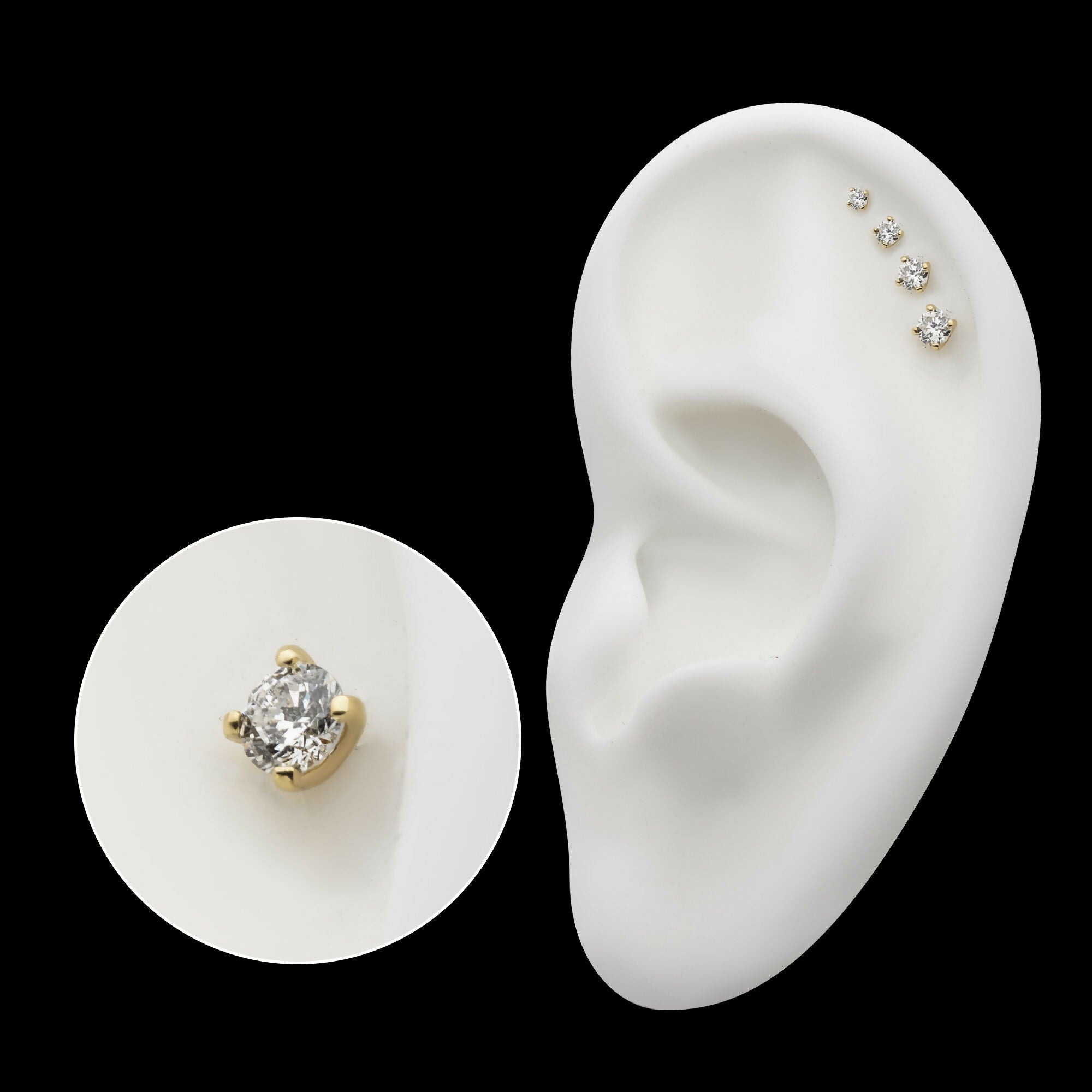 14Kt Gold Threadless Top with 4-Prong Round Lab-Grown