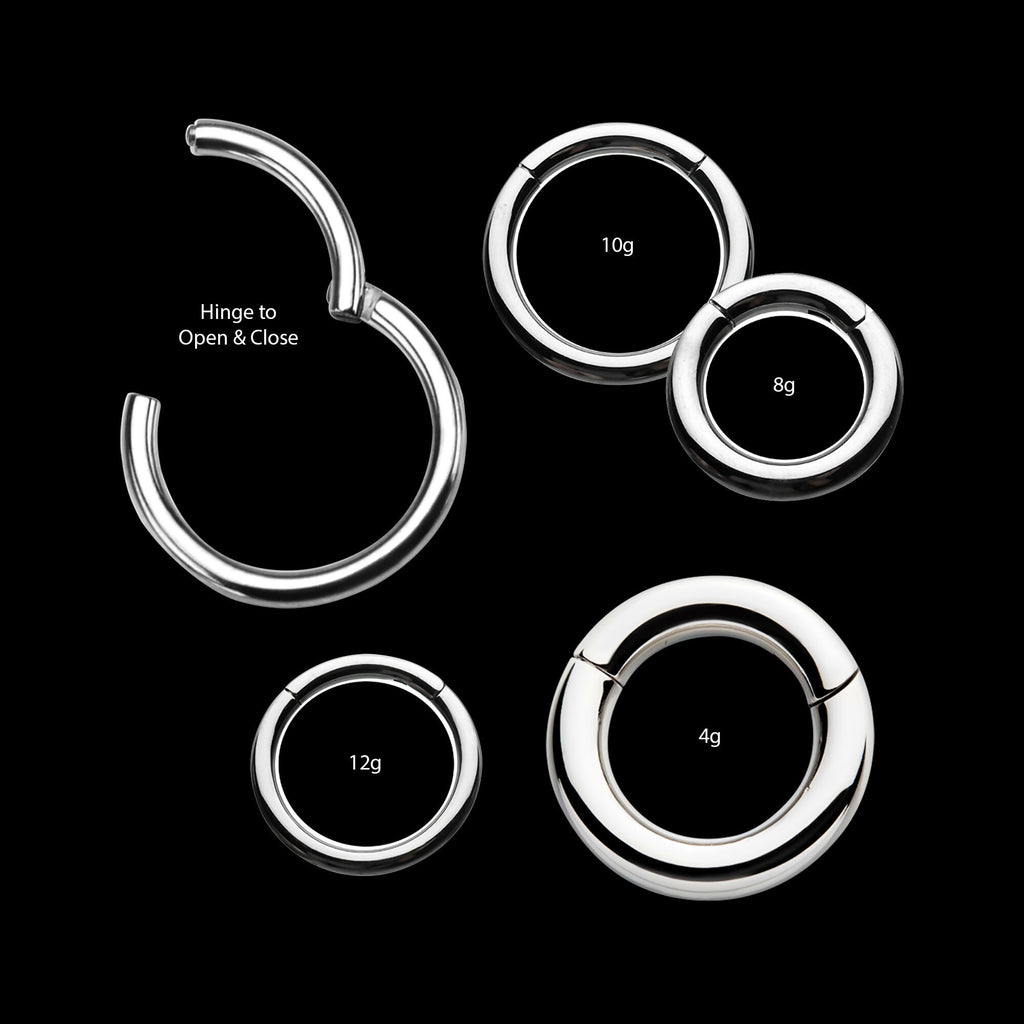 Hinged Segment Clicker (12g to 4g) Hoop Earring / Nosering – Titanium