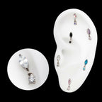 Titanium Threadless Marquise Top with Prong Set Gem Dangle