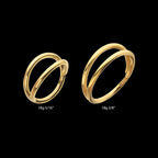24Kt Gold PVD Titanium Double Hoop Side Facing Hinged Segment Clicker Earring / Nosering
