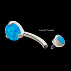 Internally Threaded with Prong Set Round Synthetic Opal Fixed Navel Earring / Nosering – Titanium