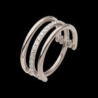 CNC Set Clear CZ in the Center Hoop Triple Row Side Facing Hinged Segment Clicker Earring / Nosering – Titanium