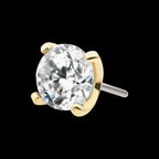 14Kt Yellow Gold Threadless with Prong Set Round CZ Top