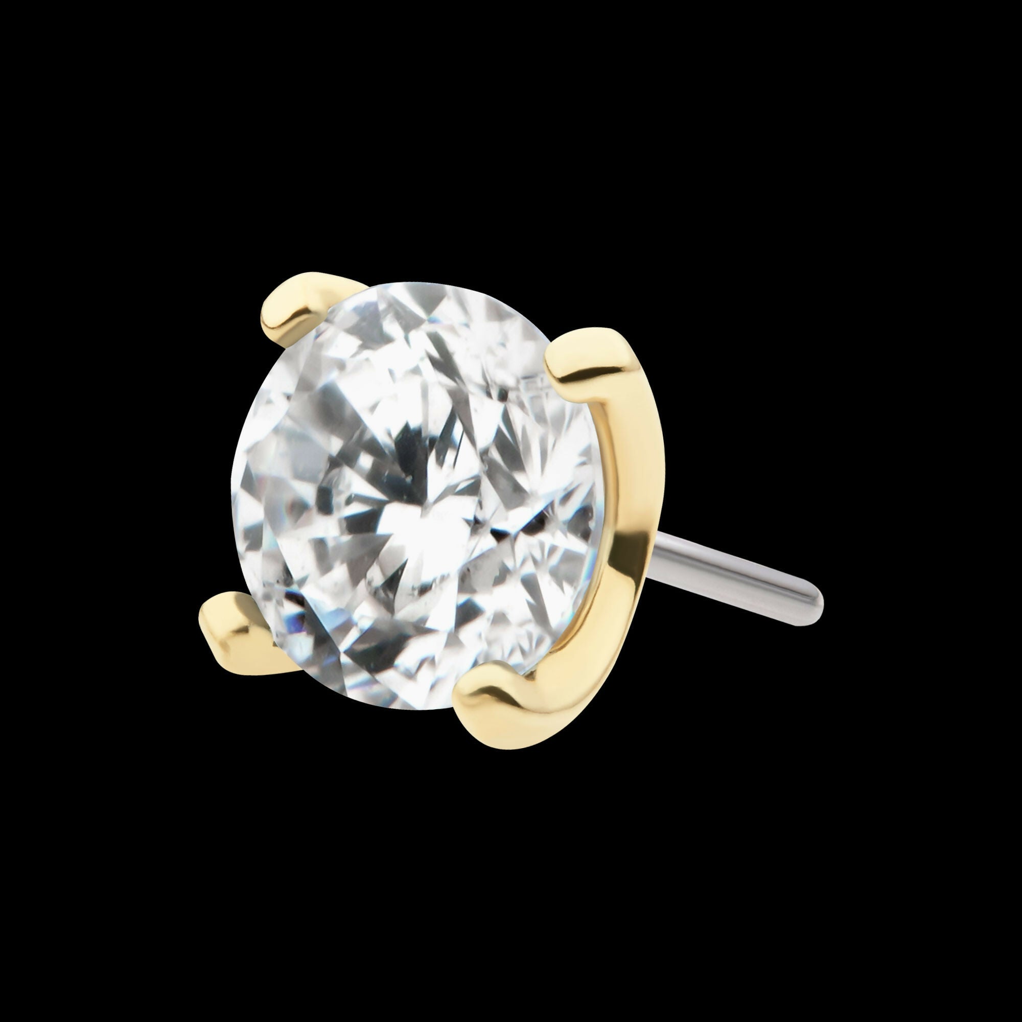 14Kt Yellow Gold Threadless with Prong Set Round CZ Top