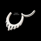Flame Design Front Facing Hinged Segment Clicker Hoop Earring / Nosering – Titanium