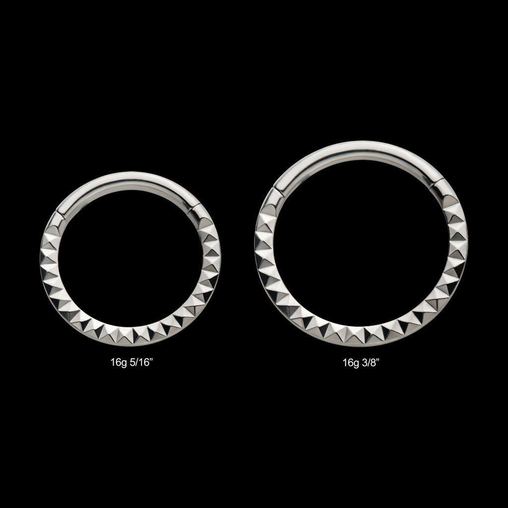 Pyramid Design Front Facing Hinged Segment Clicker Hoop Earring / Nosering – Titanium