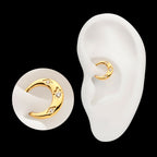 24Kt Gold PVD Titanium Triple Etched Design with Prong Set Gem Sleek Dome Septum Front Facing Hinged Segment Clicker Hoop Earring / Nosering