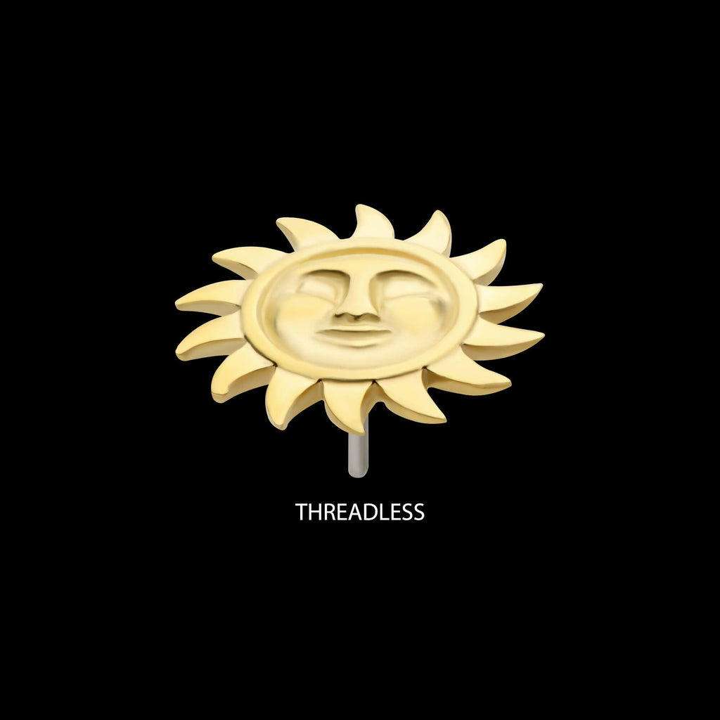 14Kt Gold Threadless Sun Face Top