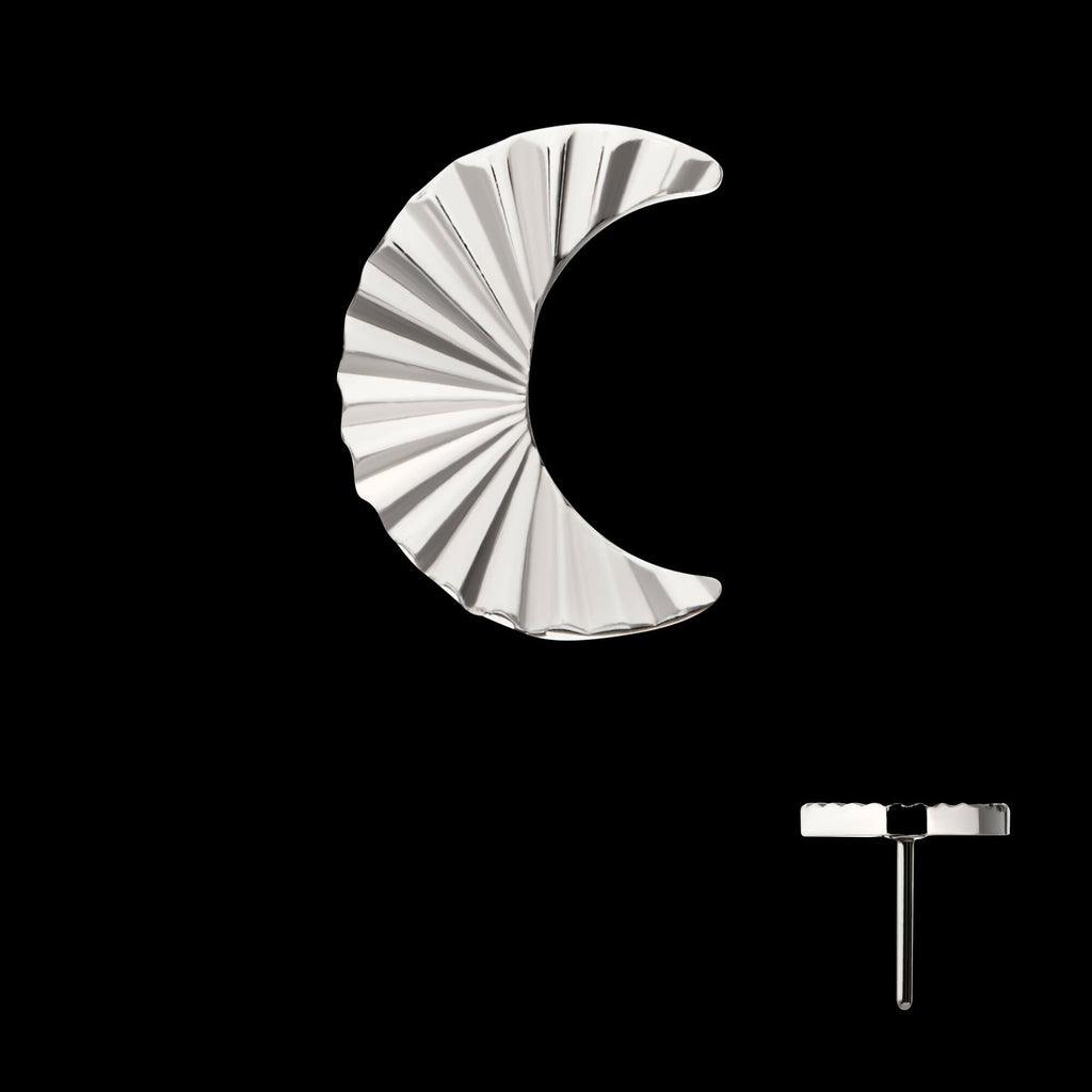 Titanium Threadless Corrugated Crescent Moon Top