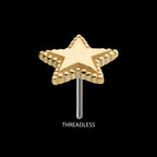 14Kt Yellow Gold Threadless Beaded Edge Star Top