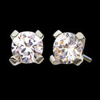 14Kt White Gold Threadless with Prong Set Round CZ Top
