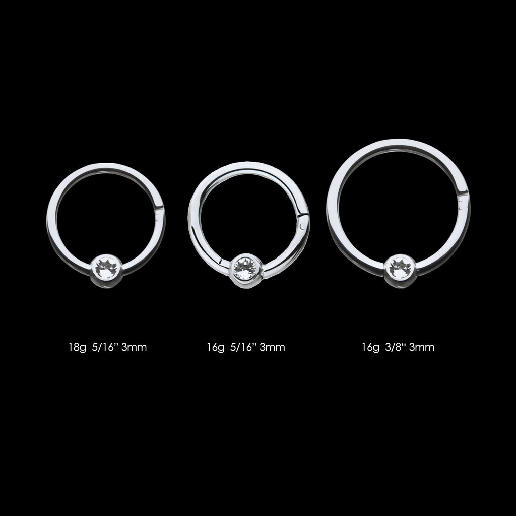 Bezel Set Gem Hinged Segment Ring Earring / Nosering – Titanium