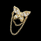 14Kt Gold Threadless Pave Gem Butterfly Top with 2-Tier Chain Dangle